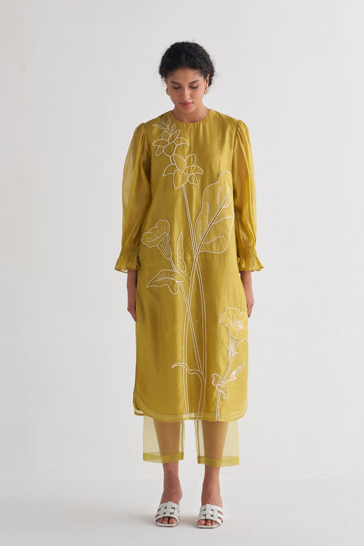 Amber Yellow Couching Dress