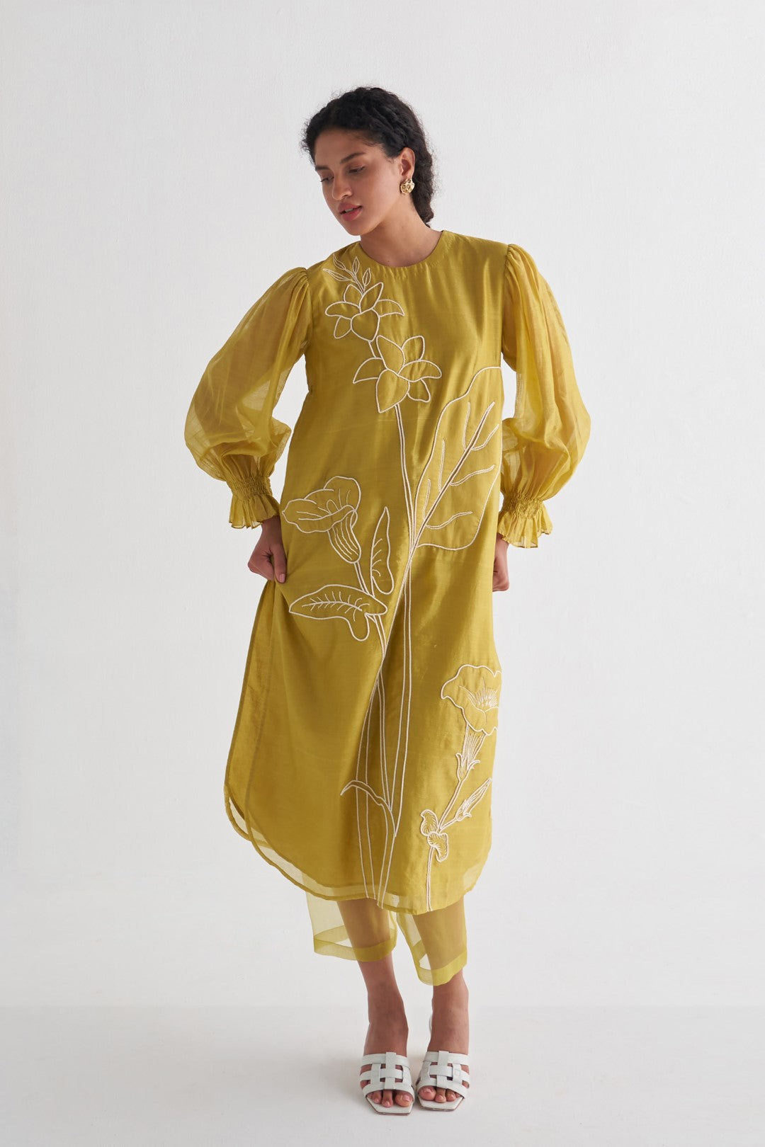 Amber Yellow Couching Dress