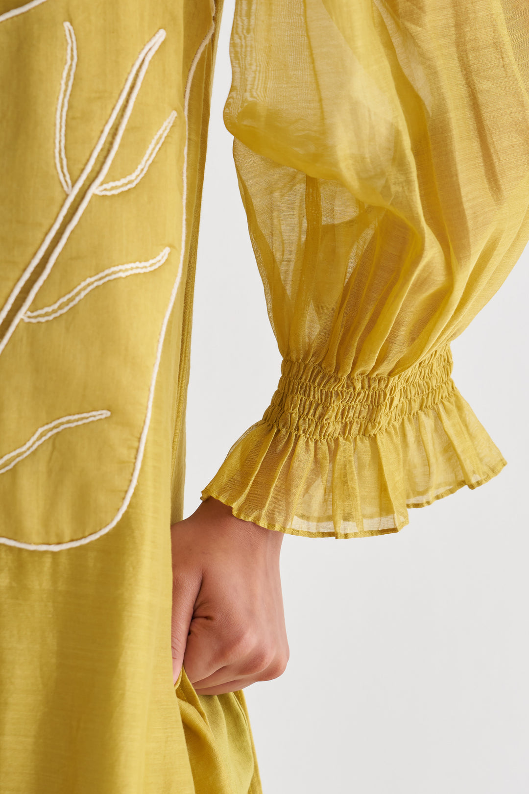 Amber Yellow Couching Dress with sheer pants