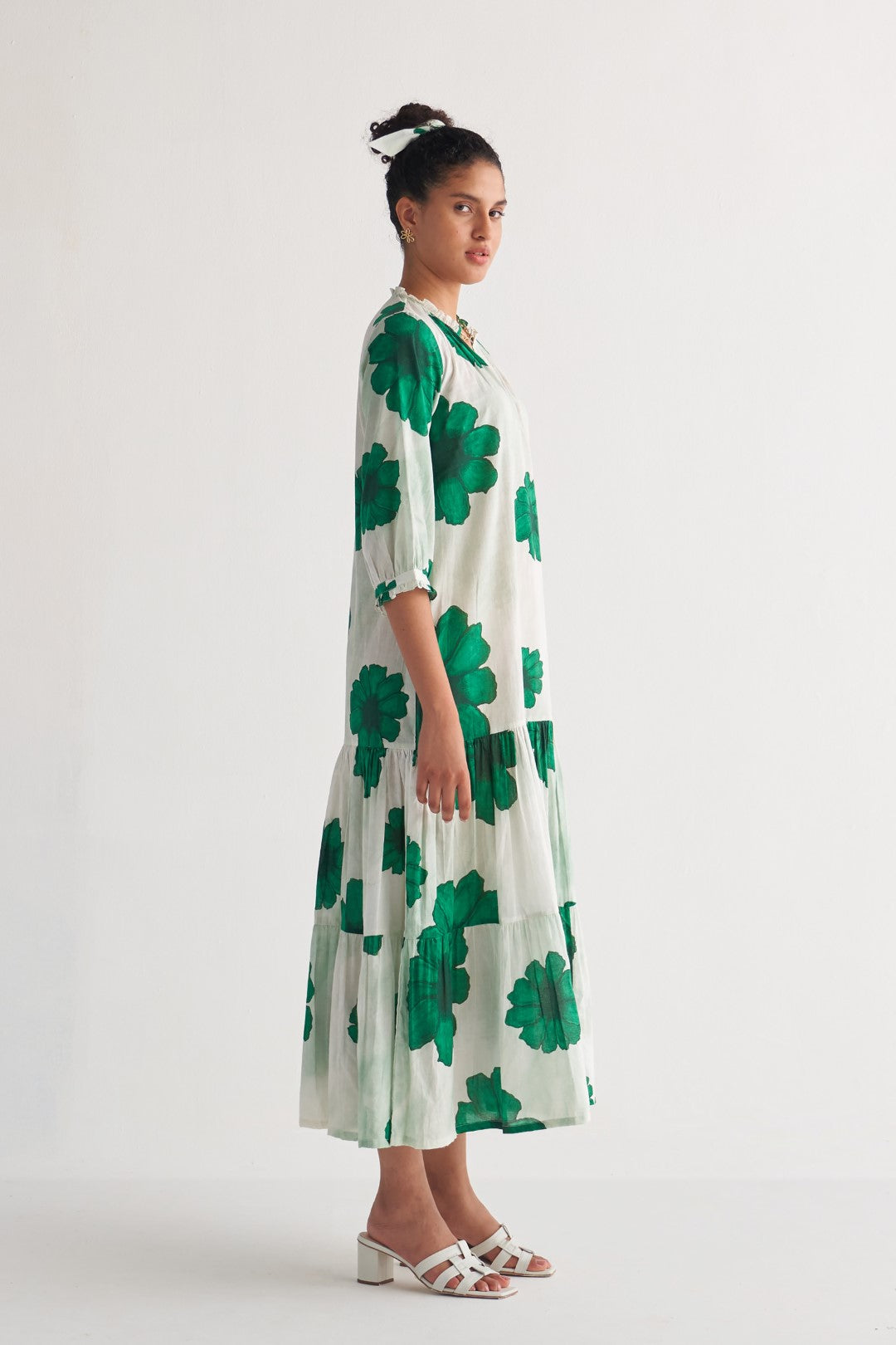 Green Floral fantasy Tier Dress