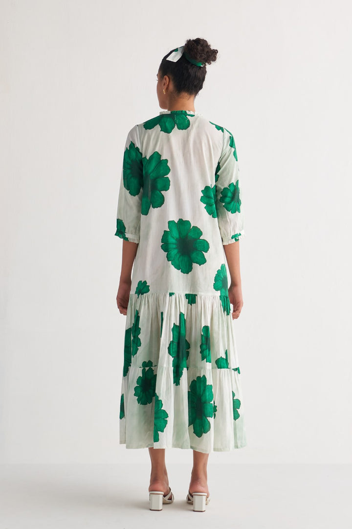 Green Floral fantasy Tier Dress