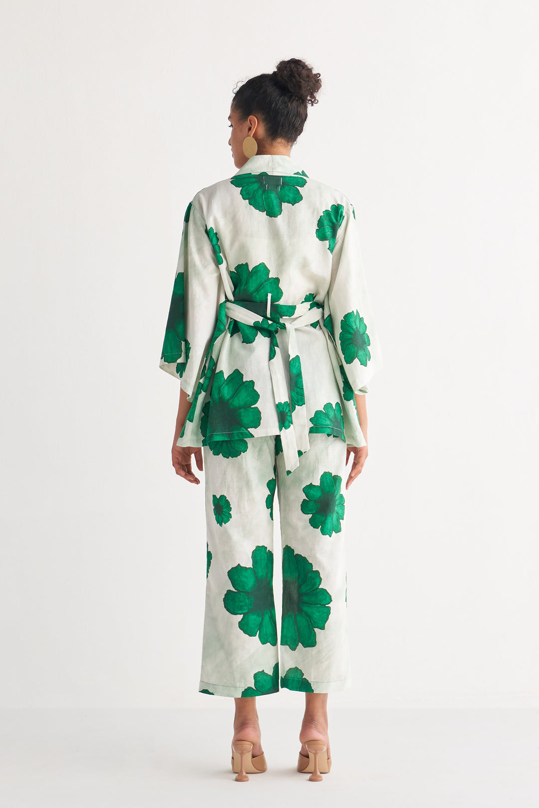 Green Floral Fantasy Shawl collar Co-Ord Set