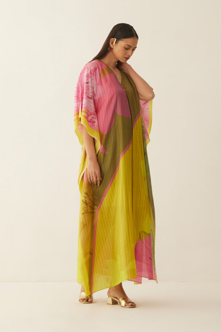 MULTICOLOUR SILK GRID KAFTAN