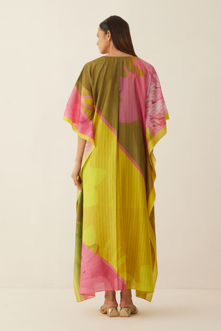 MULTICOLOUR SILK GRID KAFTAN