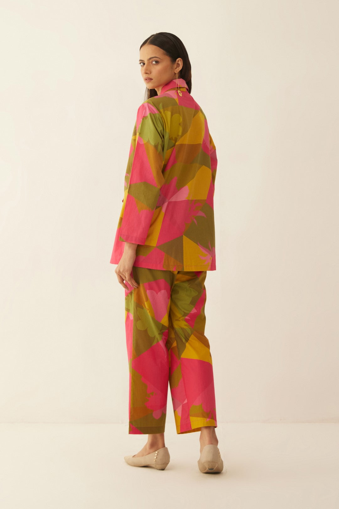 MULTICOLOUR GRID SHAWL COLLAR CO-ORD SET