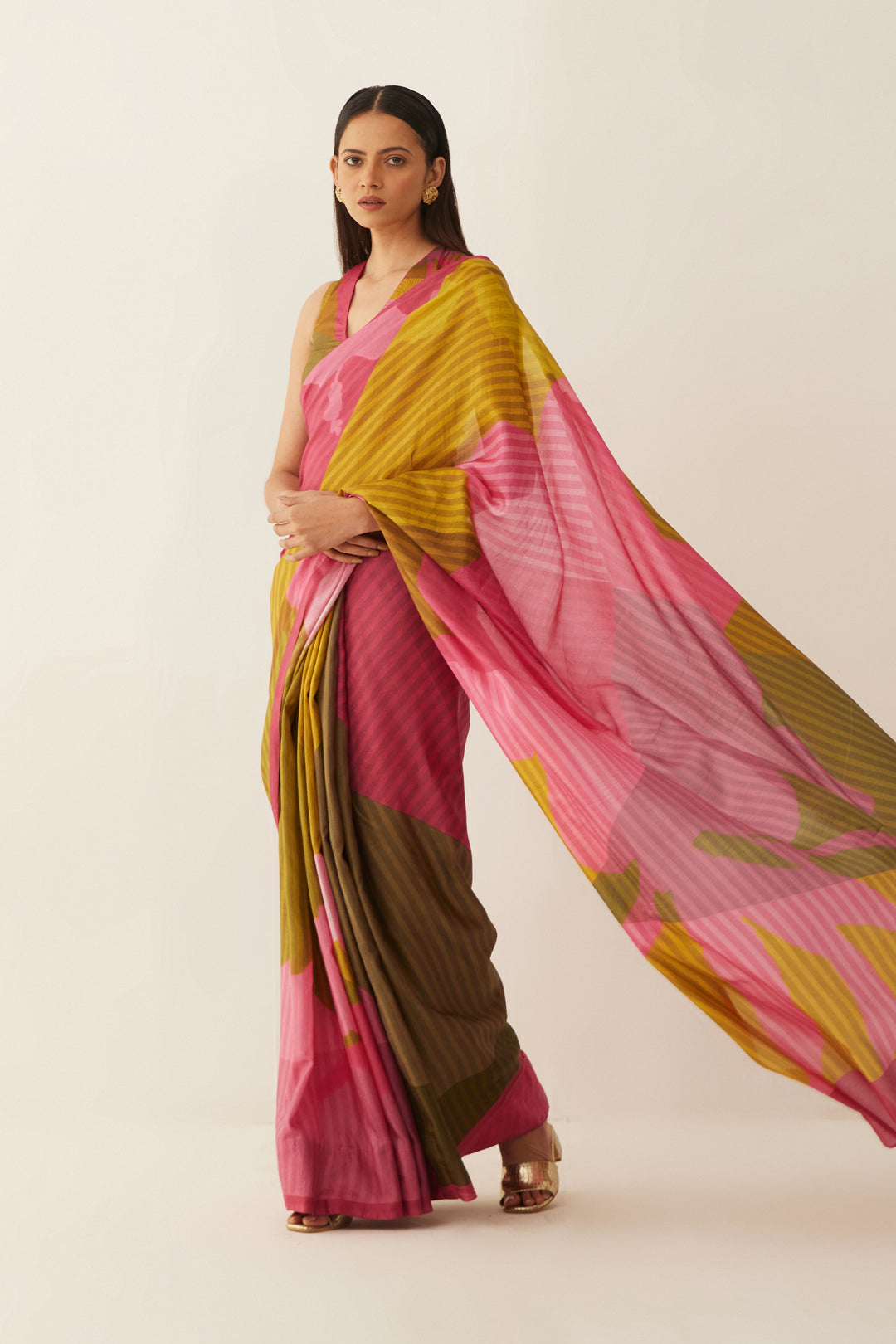 MULTI COLOUR GRID SILK SAREE