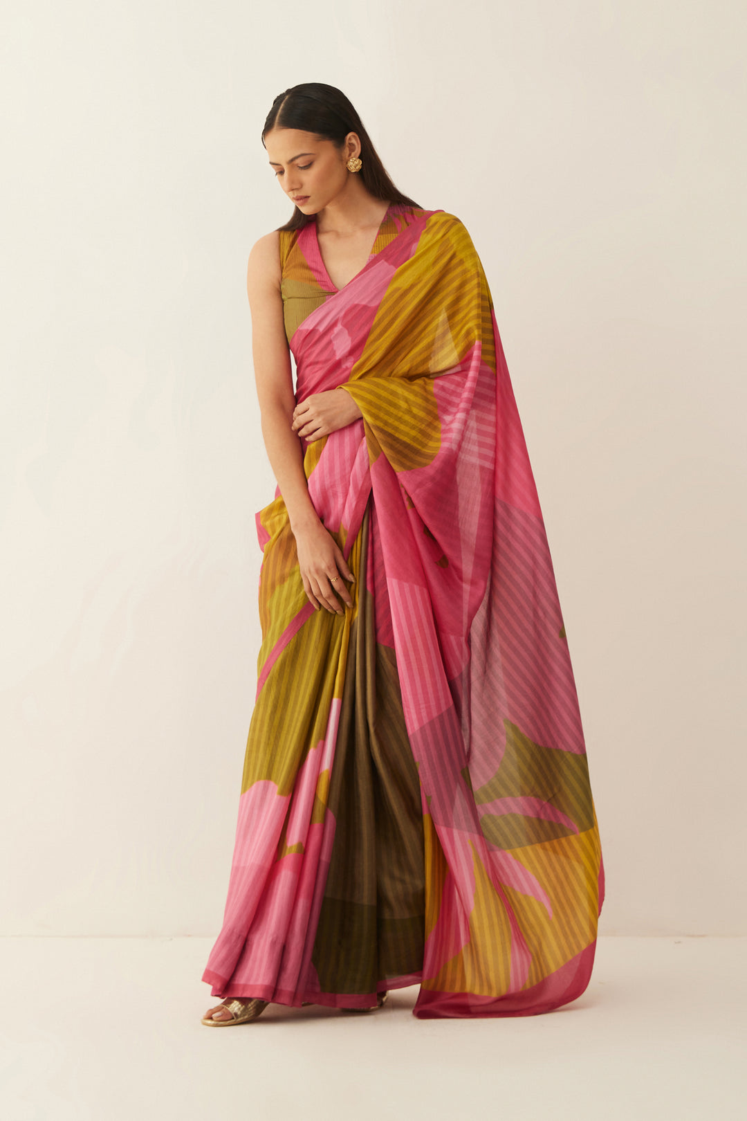 MULTI COLOUR GRID SILK SAREE