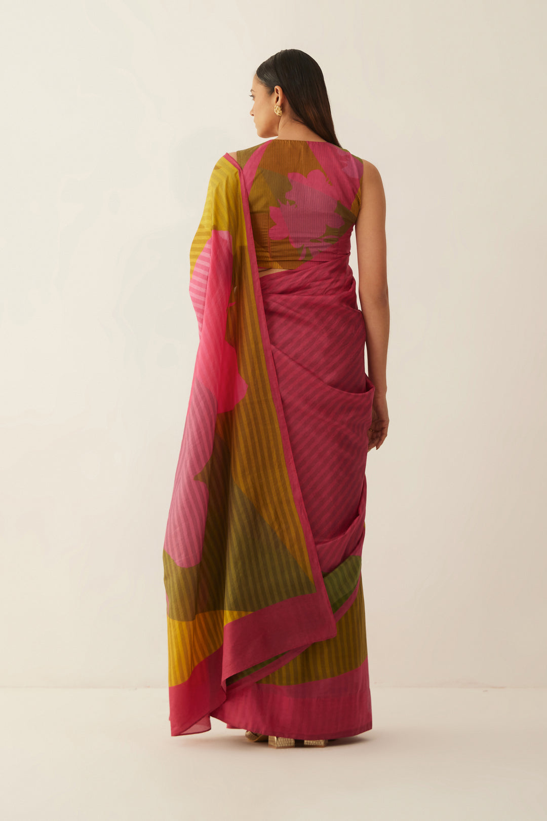 MULTI COLOUR GRID SILK SAREE