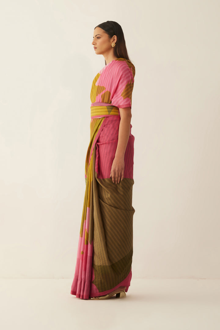 MULTI COLOUR GRID SILK SAREE