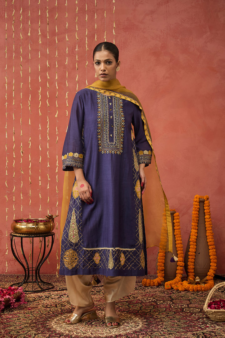 RANI-PURPLE EMBROIDERED KURTA