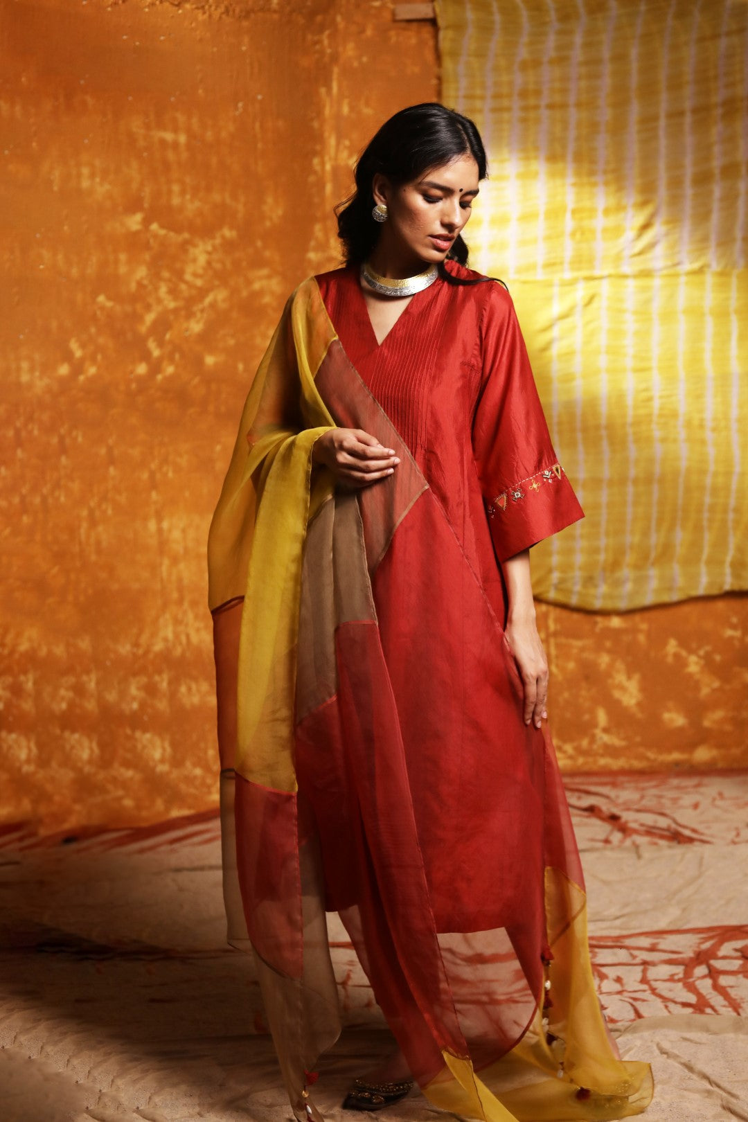 Organza Colour Block Dupatta