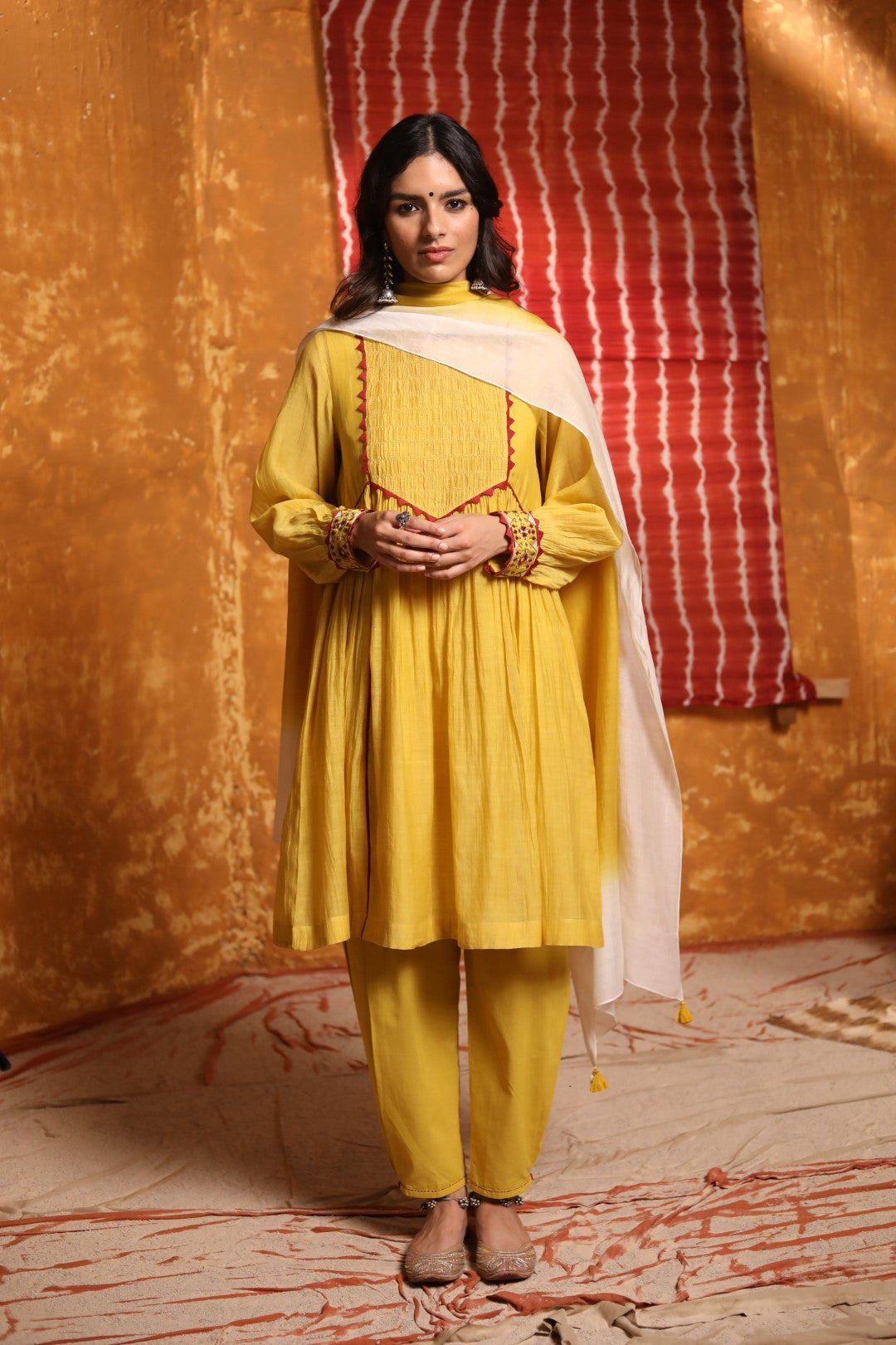 Mustard Tie & Dye Dupatta