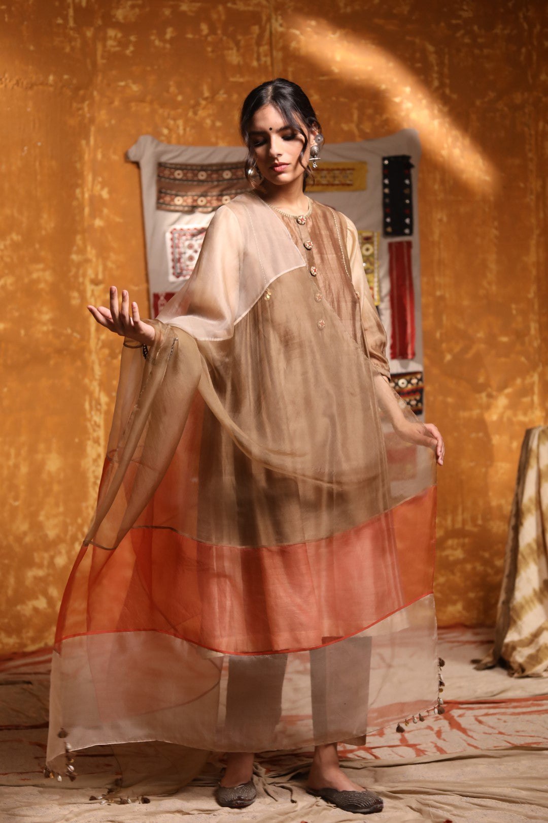 Organza Colour Block Dupatta