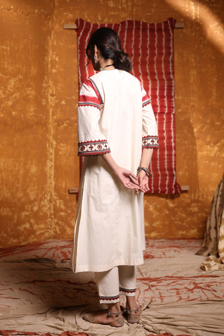 Ivory Tie Dye Patch Kurta With Pant