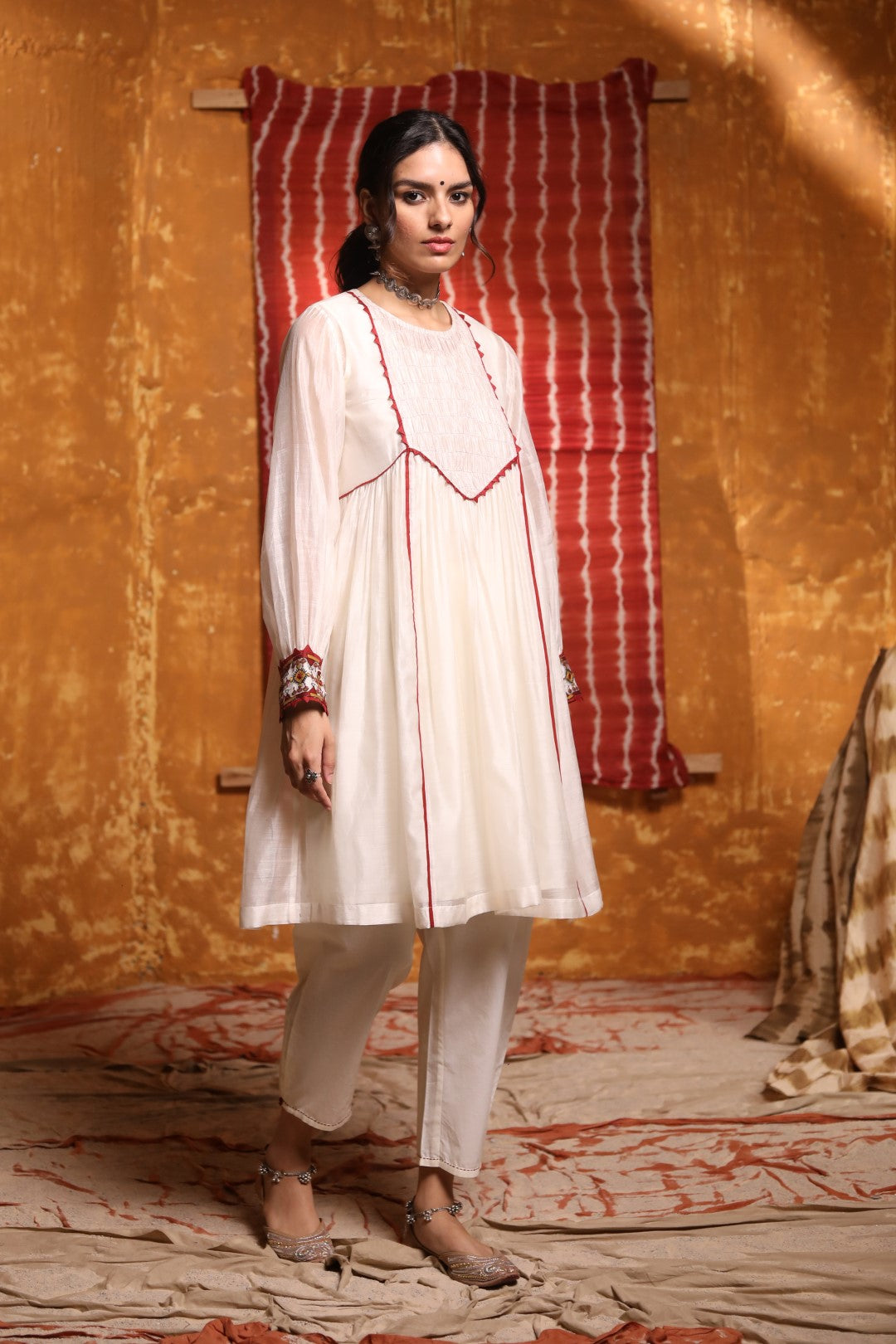 Ivory Cotton Salwar With Pleats