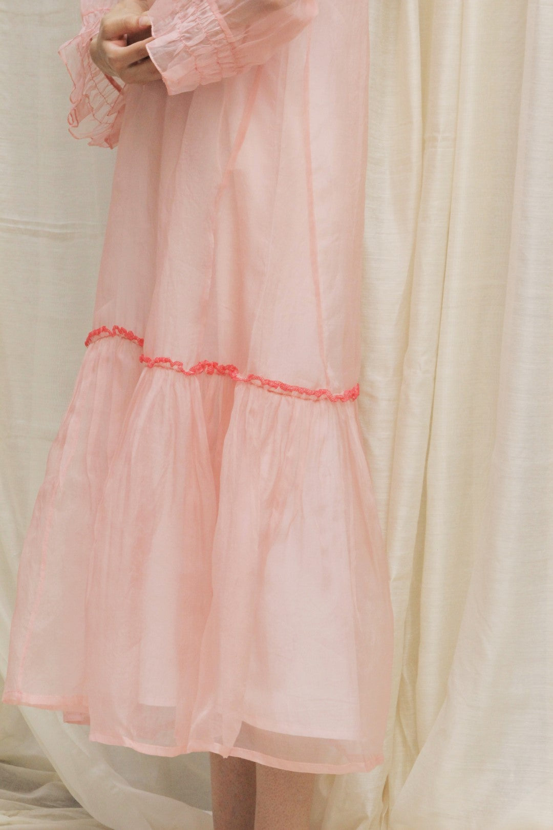 BABY PINK ORGANZA GATHER FRILL DRESS