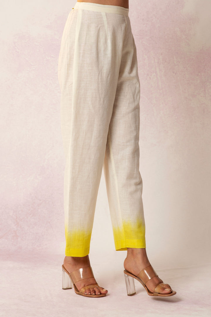 BAHAAR YELLOW OMBRE CREAM COTTON PANT