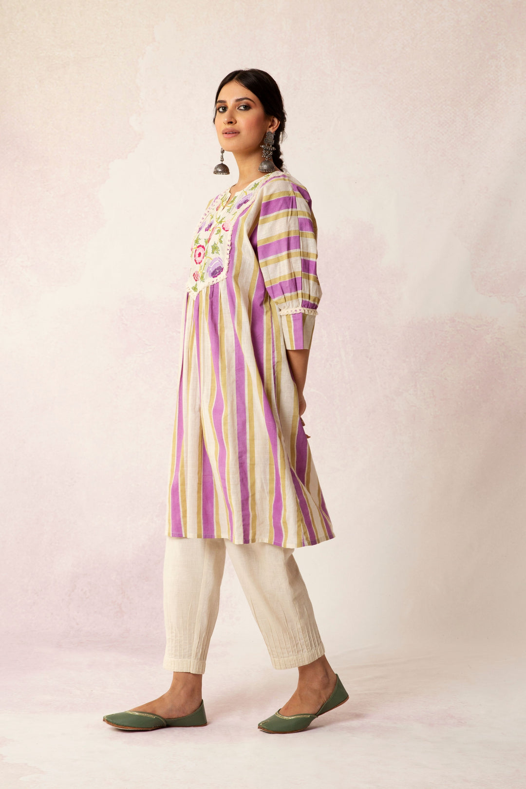 BAHAAR FLORAL STRIPE CAPE SET