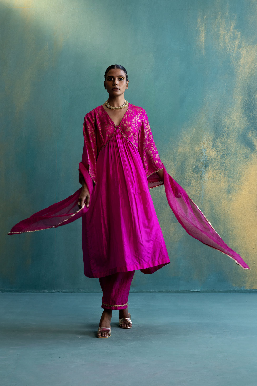 DIL-KASH PINK KOTA SILK WITH GOTA DUPATTA