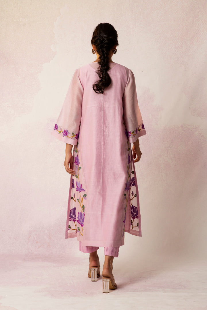 BAHAAR LILAC FLORAL KALI KURTA SET