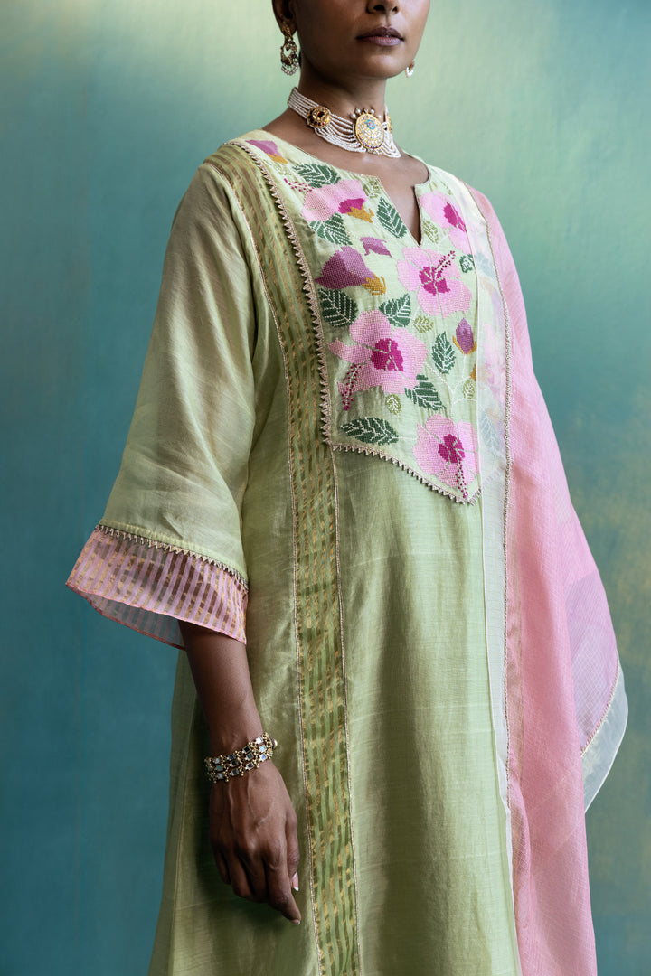 DIL-KASH OLD ROSE KOTA SILK WITH ORGANZA DUPATTA