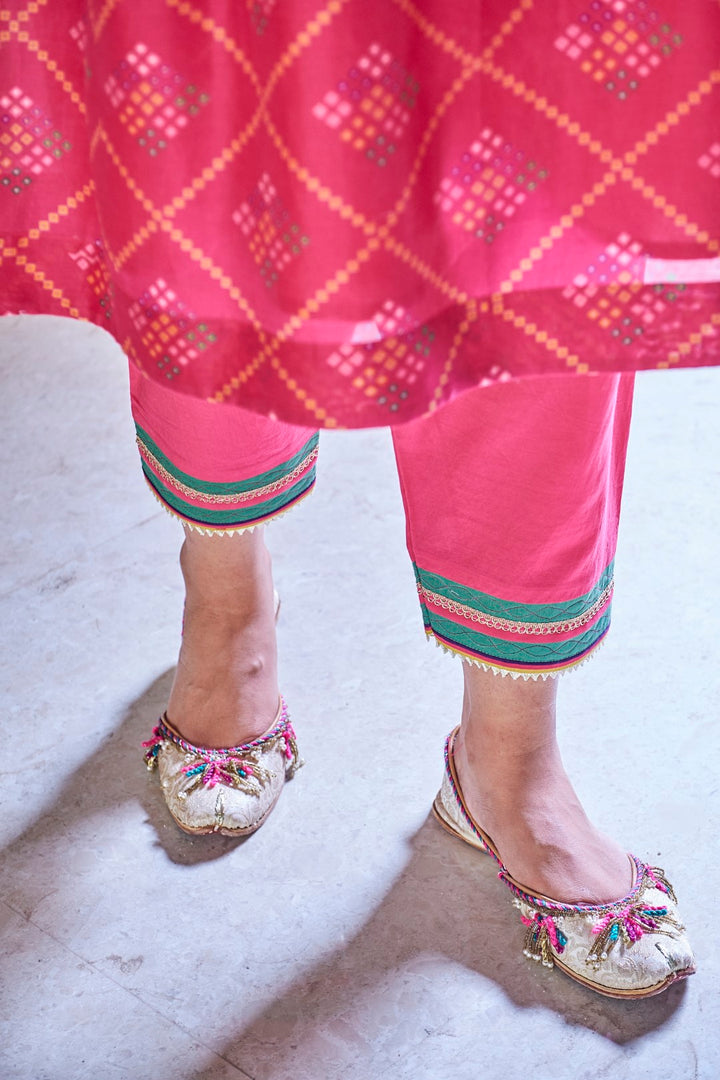 FUCHSIA PINK COTTON PUSHP SALWAR WITH GOTA DETAILING