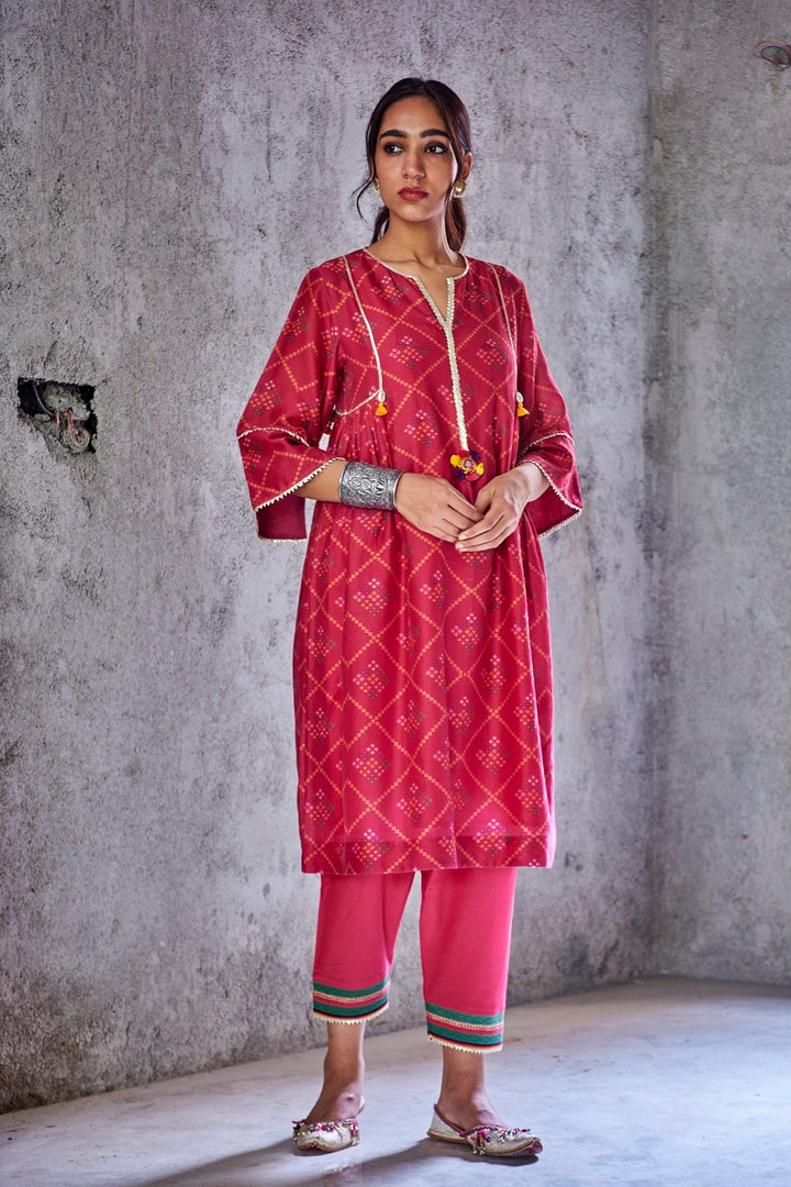 FUCHSIA PINK COTTON PUSHP SALWAR WITH GOTA DETAILING