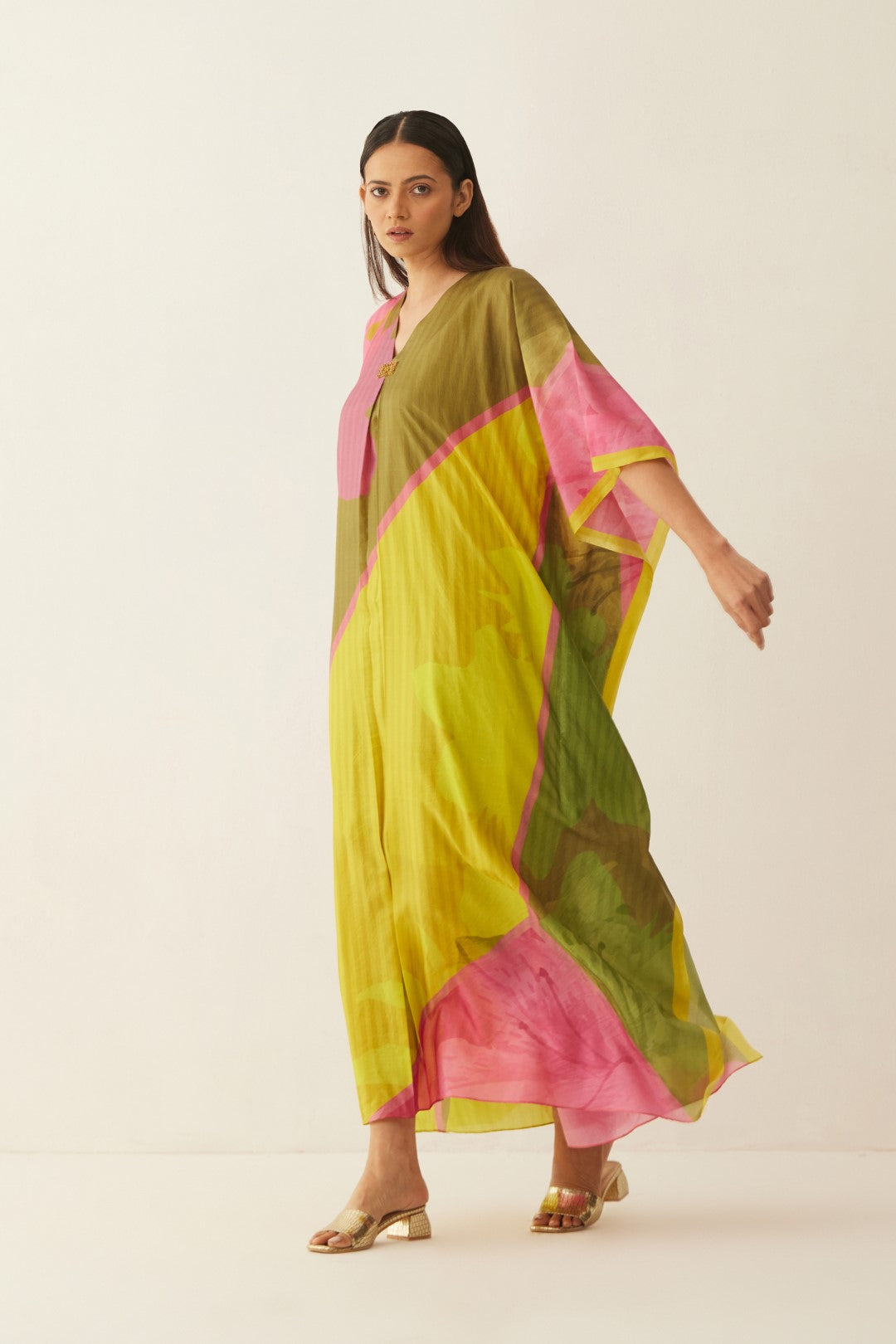 MULTICOLOUR SILK GRID KAFTAN