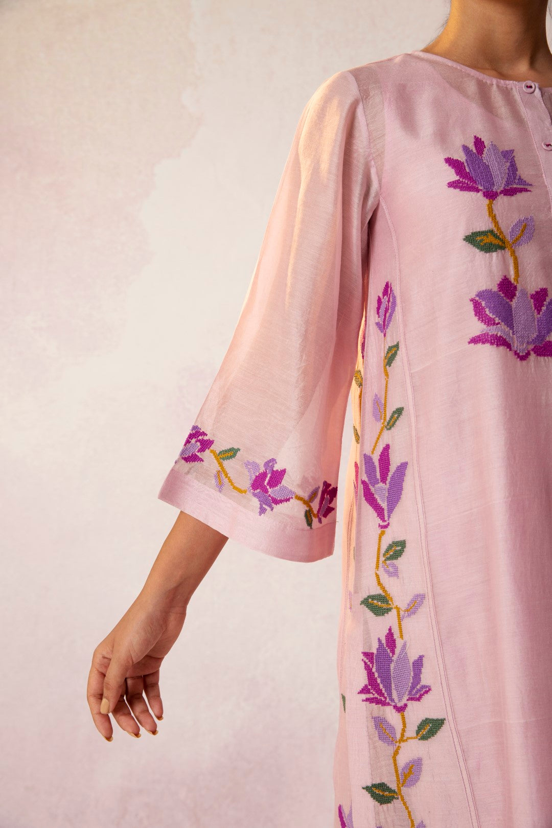 BAHAAR LILAC FLORAL KALI KURTA SET