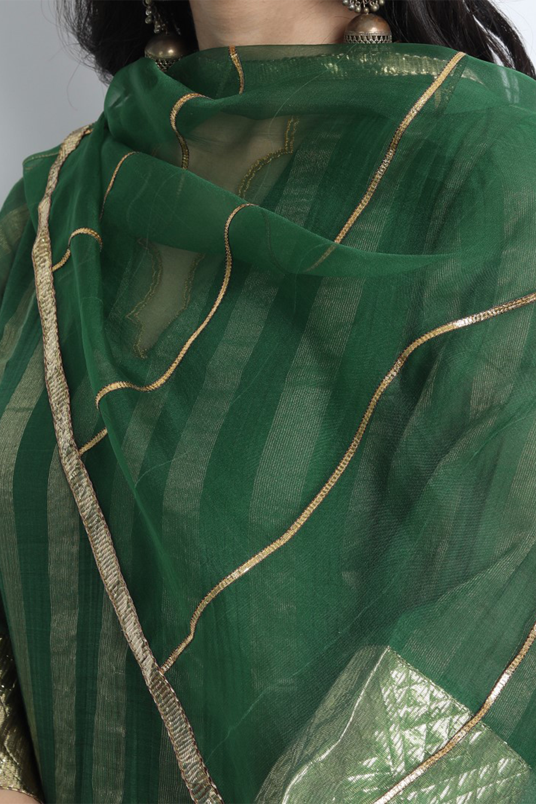 EMERALD GREEN ORGANZA SILK WITH GOTA WORK MEERA DUPATTA